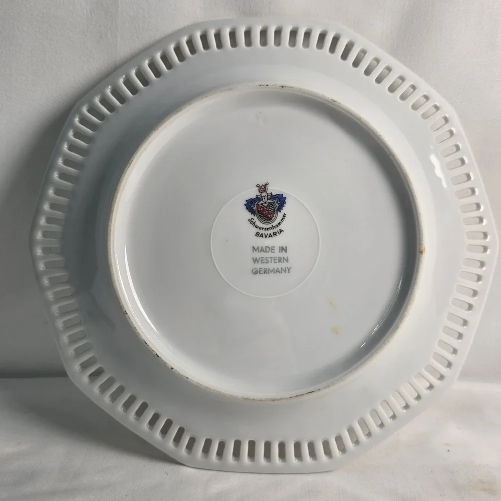 Schwarzenhammer Bavaria Fruit Plate Western Germany Porcelain Octagon Printed